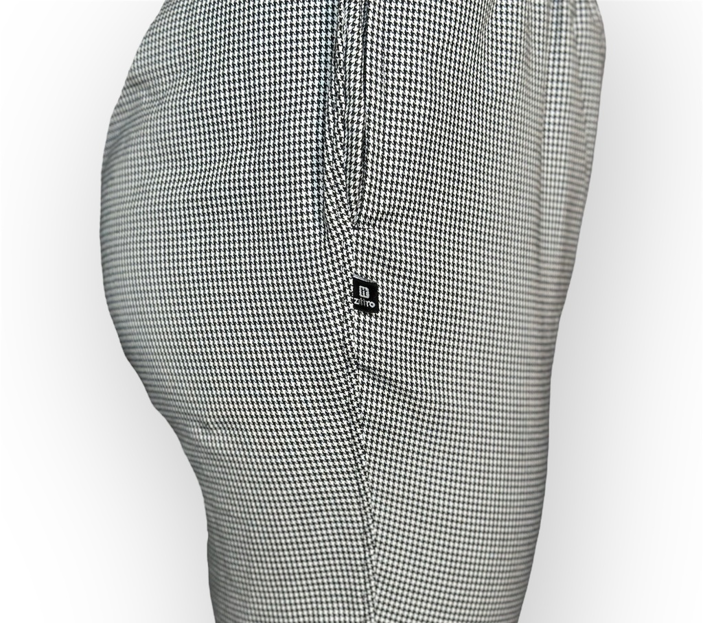 zittro Pantalón Chef Mujer"pata de gallo". Bco/Ngo R91203-010
